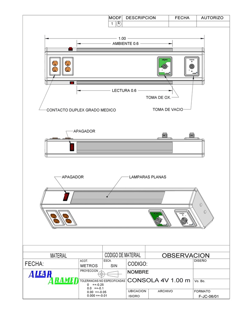 Consola Aramed 4V Delta de 1 mts