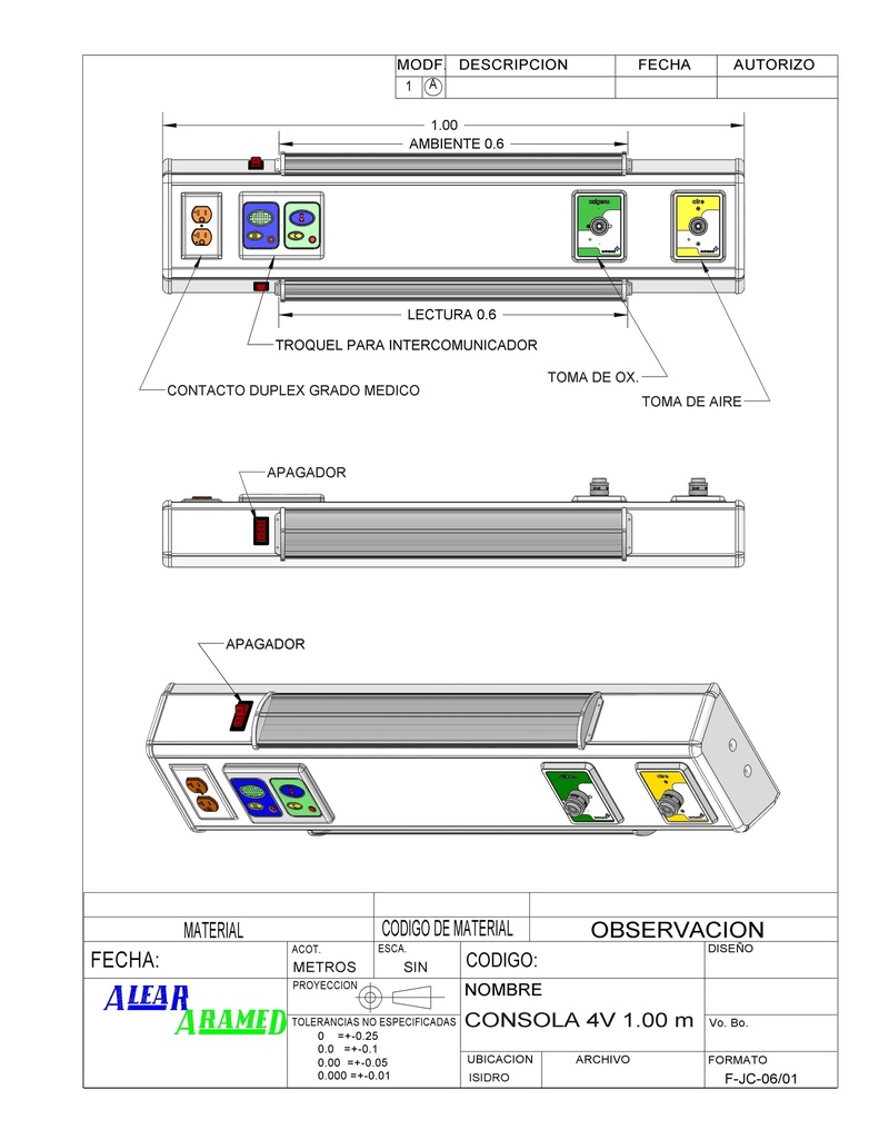 Consola Aramed modelo 4V Delta 1 mts