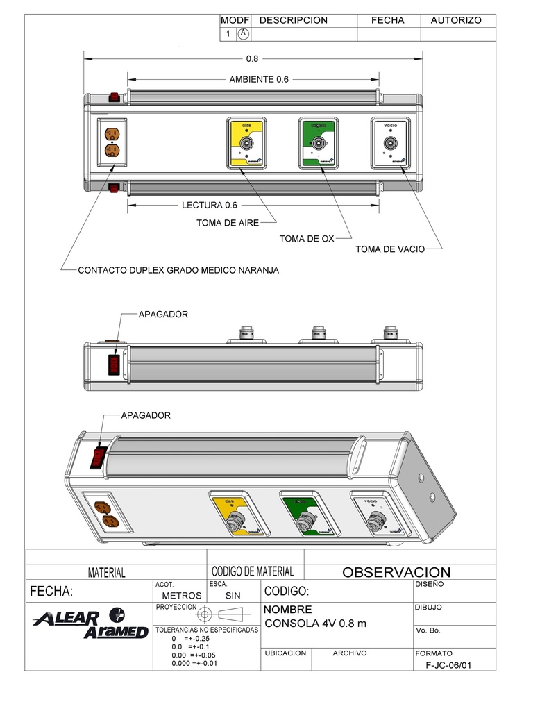 Consola Aramed 4V Delta 0.80 cm
