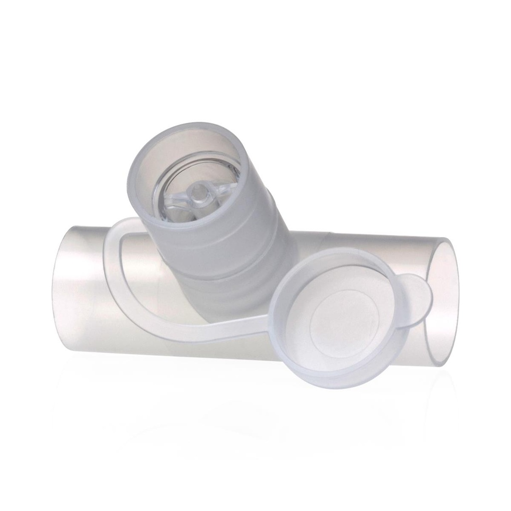 Conector en "T" con válvula para nebulizador 22mm OD X 18mm ID X 22mm
