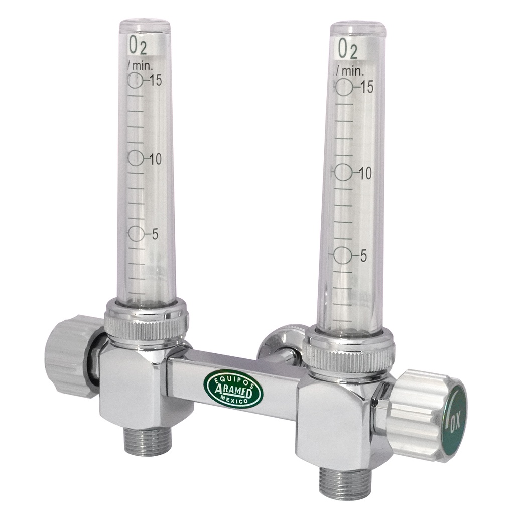 Flujómetro doble para oxígeno 0-15 L.P.M.