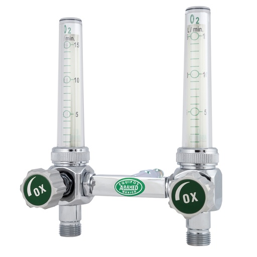Flujómetro doble para oxígeno 0-15 L.P.M.