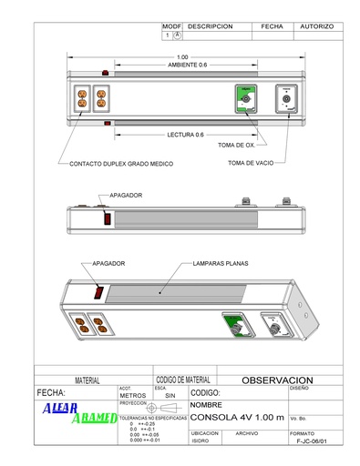 [4VD-2729] Consola Aramed 4V Delta de 1 mts