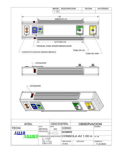 [ 4VD-2800] Consola Aramed modelo 4V Delta 1 mts