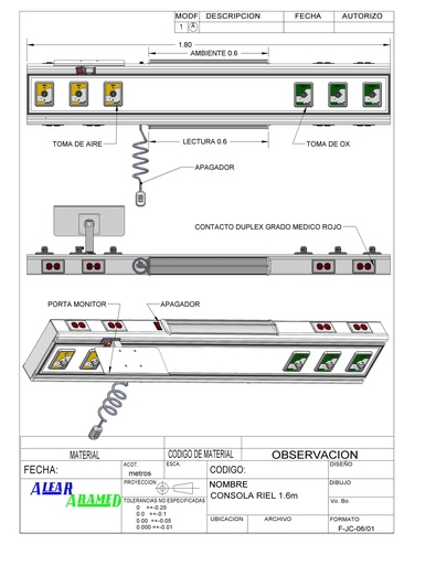 [ 4VD-2816] Consola Aramed modelo 4V Delta de 1.80 mts