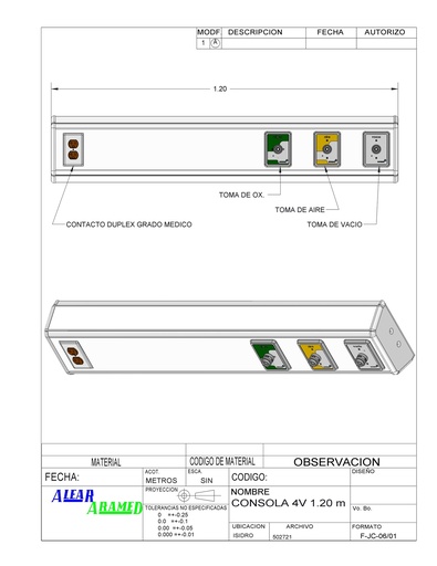 [ 4VD-2833] Consola Aramed 4V Delta 1.20 mts